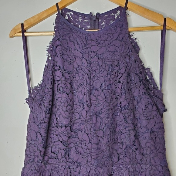 Asos High Neck Halter Lace Dress Navy Size 10 - Picture 2 of 9